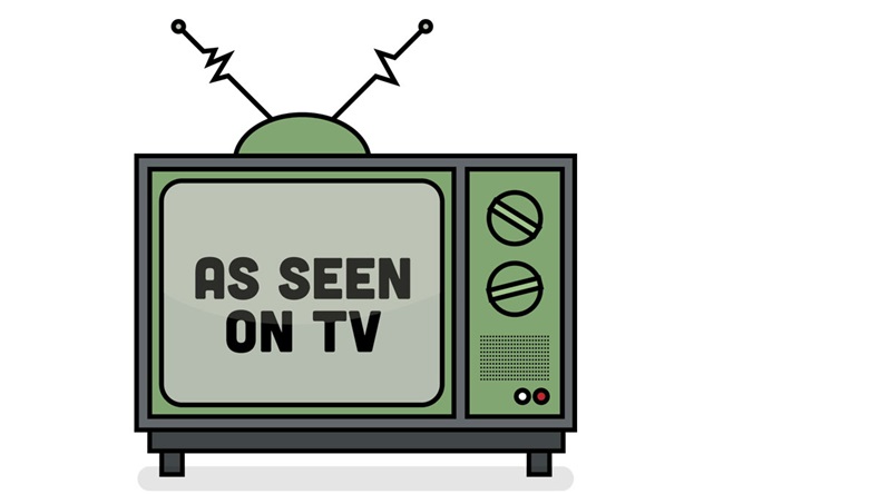 As seen on TV illustration with television aerial. Vintage Television design