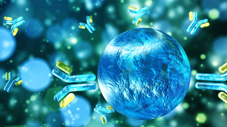 antibodies, immunoglobulins, banner 3D rendering - Illustration 