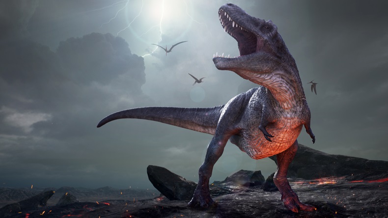 3D rendering of Tyrannosaurus Rex near extinction. - Illustration 