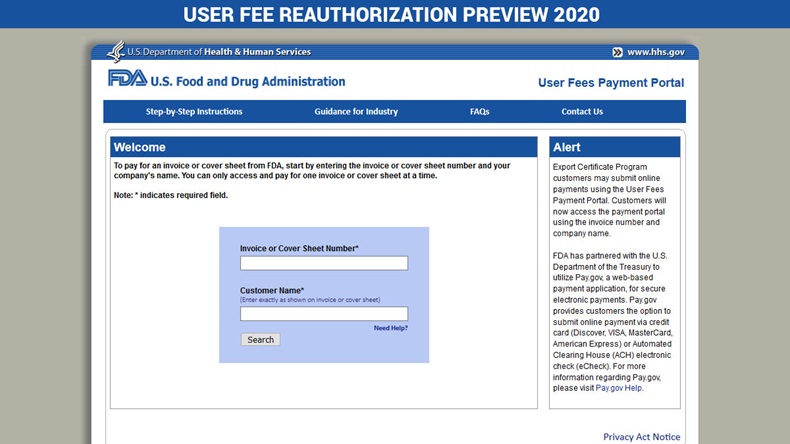 User Fee Reauthorization Preview 2020