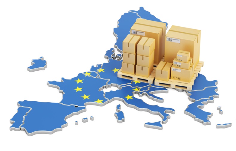 Shipping and Delivery from European Union concept, 3D rendering