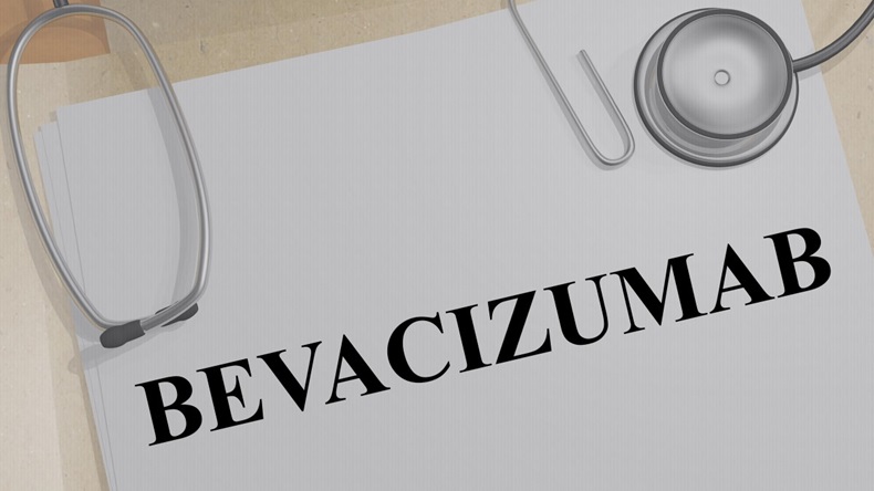 3D illustration of BEVACIZUMAB title on a medical document