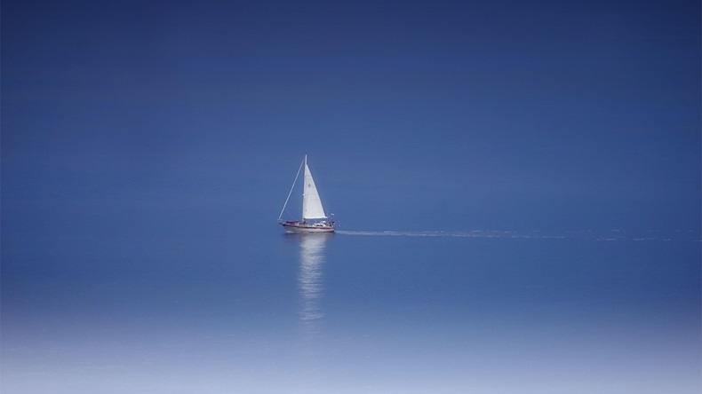 Lonely White Sailboat (Alamy)