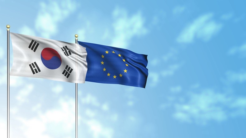 Korea, EU flags