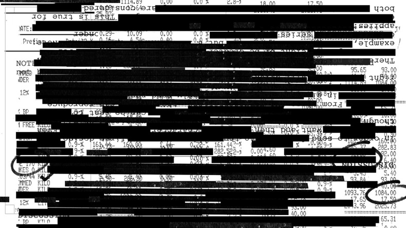 Redacted information texture on white background