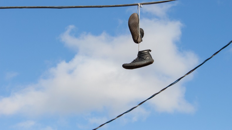 Dangling shoes