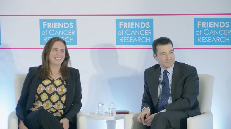 Former FDA Commissioner Scott Gottlieb is interviewed at a 1 February Friends of Cancer Research Event 