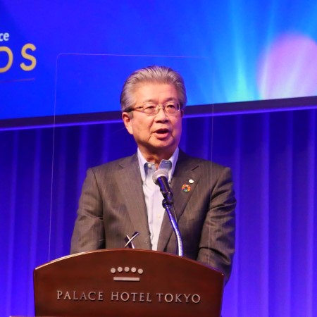 Sunao Manabe, CEO of Daiichi Sankyo gave a short speech after being awarded Pharma Company of the Year at Pharma Intelligence Award Japan 2022