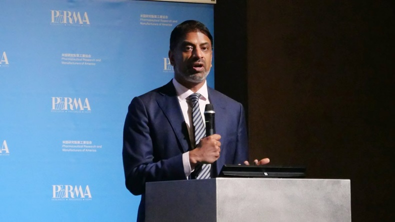 Vassant Narashimhan, Chair of the PhRMA Board of Directors at press conference in Tokyo, Japan