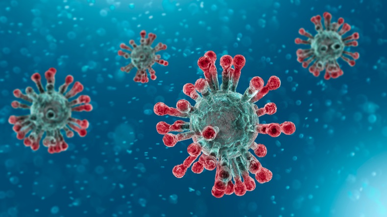 Microscopic cells of Coronavirus