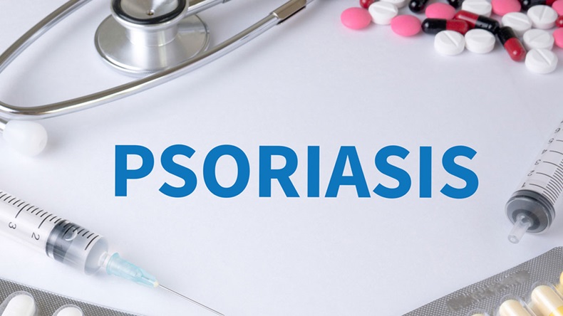 PSORIASIS Text, On Background of Medicaments Composition, Stethoscope, mix therapy drugs doctor flu antibiotic pharmacy medicine medical 