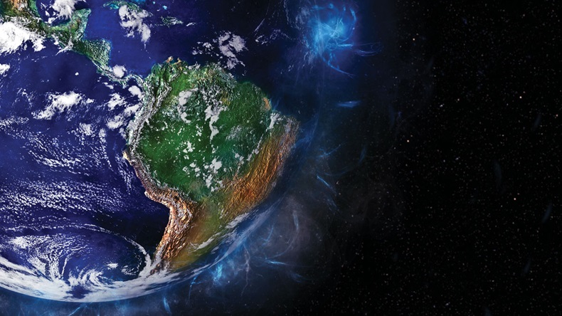 South America Globe Artwork (Elements of this image furnished by NASA)