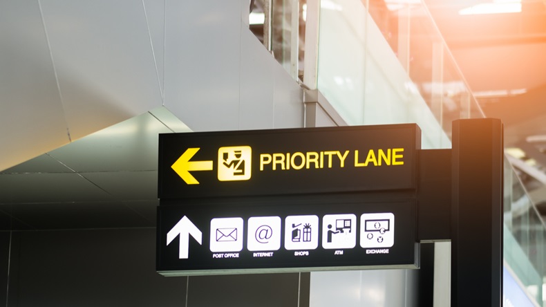 Priority Lane and infomation Sign in Airport