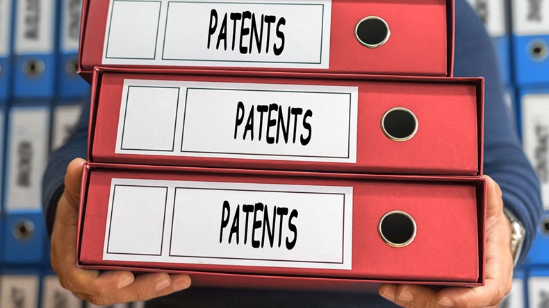 Patents concept words. Folder concept. Ring binders.